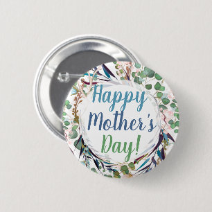 Happy Mother's Day Floral Gift for Mum Grandma 6 Cm Round Badge