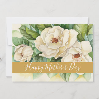 Happy Mother's Day Floral Gold Name Script Holiday Card