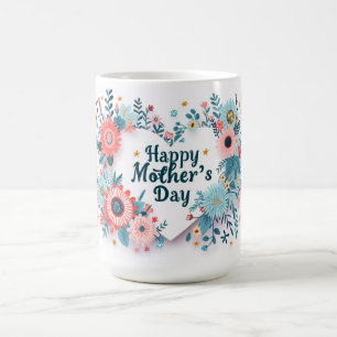 Happy Mother's Day Floral Heart Coffee Mug