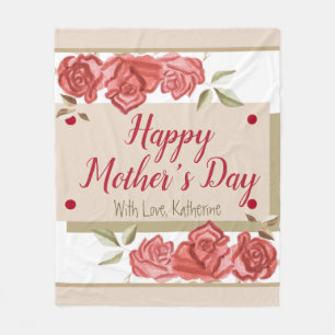 Happy Mother's Day Floral Modern Elegant Keepsake Fleece Blanket