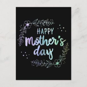 Happy Mother's Day Floral Rainbow Colours Postcard