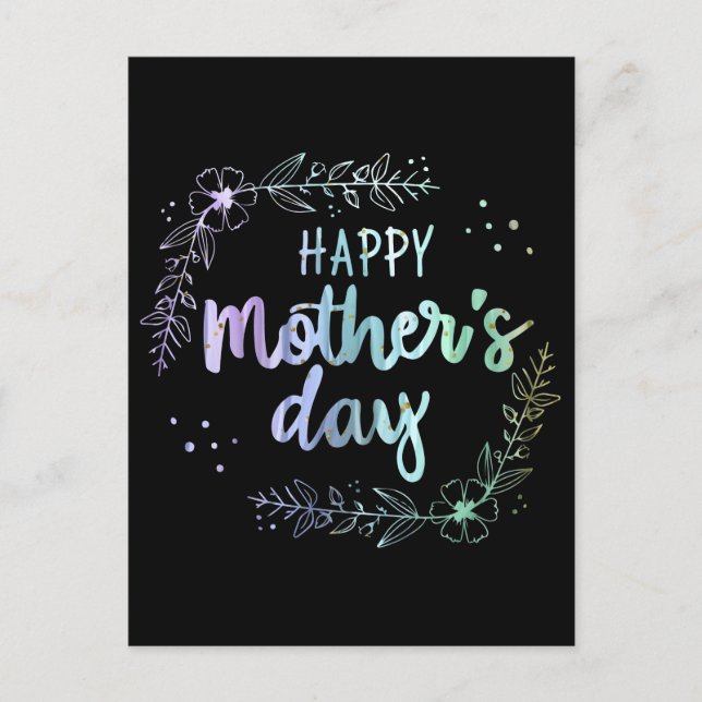 Happy Mother's Day Floral Rainbow Colours Postcard (Front)
