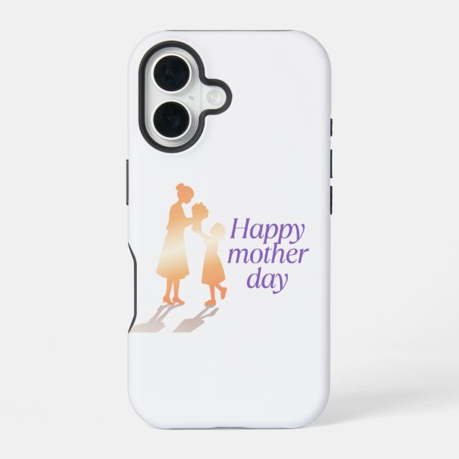 Happy Mother's Day Floral Typography  iPhone 16 Case (Back)