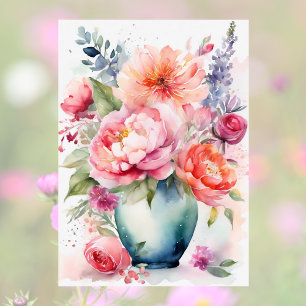 Happy Mother's Day Floral Vase Watercolor Style Card