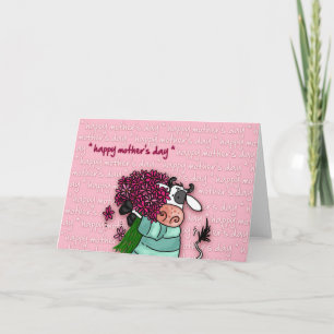 Happy Mother's Day - flower cow Card