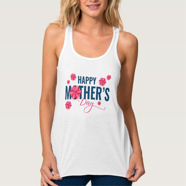 Happy Mother's Day Flower Design Singlet (Front)