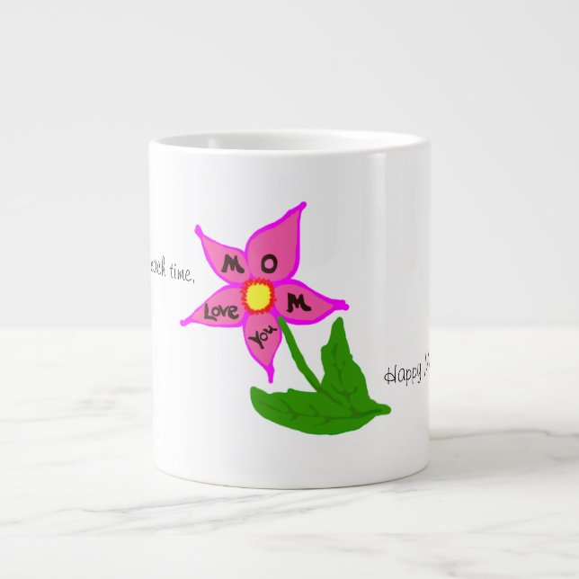 Happy Mother's Day Flower Message Large Coffee Mug (Front)