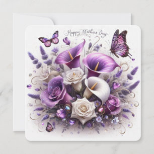 Happy Mother's Day Flowers and Butterflies Holiday Card