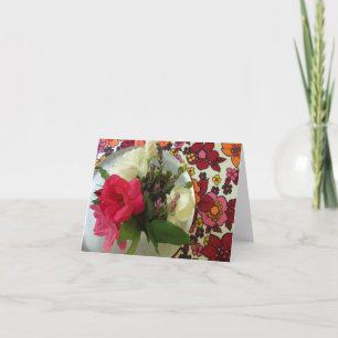 Happy Mother's Day: Flowers &  Vintage  Fabric Card
