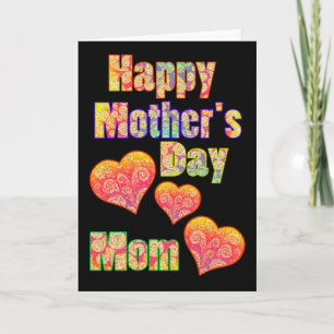 Happy Mother's Day for Mum & Colourful Retro Heart Card