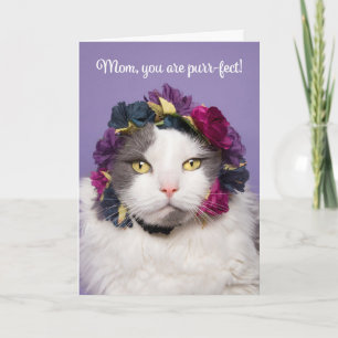 Happy Mother's Day For Mum Cute Cat in Flowers Holiday Card