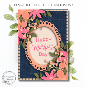"Happy Mother's Day" Framed with Florals on Navy Card