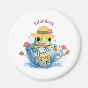 Happy Mother's Day Frog and Hat in a Teacup Magnet