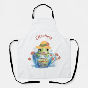 Happy Mother's Day Frog with Hat in Teacup Apron