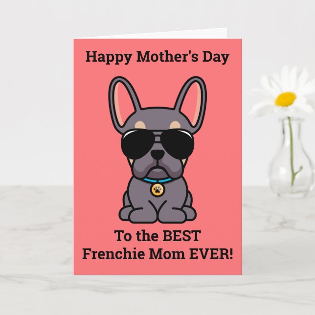 Happy Mother's Day from Dog Lilac Tan Frenchie Card (Small Plant)