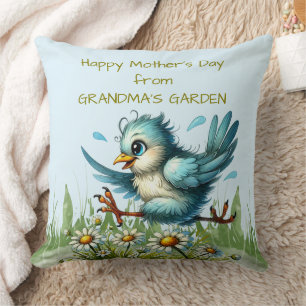 Happy Mothers Day from GRANDMA'S GARDEN Funny Bird Cushion