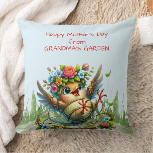 Happy Mothers Day from GRANDMA'S GARDEN Funny Bird Cushion