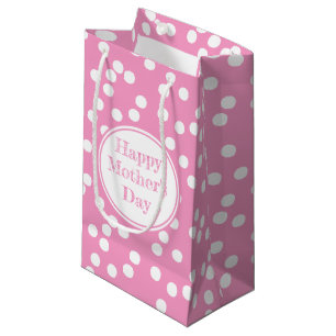 Happy Mother's Day - Fun Hot Pink Polkadots  Small Gift Bag