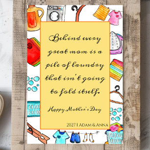 Happy Mothers Day Gift Funny Quotes Laundry Peach Holiday Card