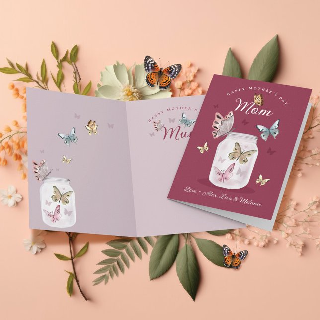 Happy Mother's Day Gift Mum Watercolor Butterflies Card (Happy Mother's Day Gift Mom Watercolor Butterflies Card)