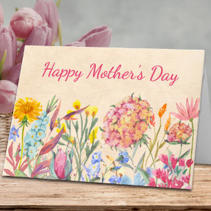 Happy Mother's Day Gift Watercolor Flowers Card