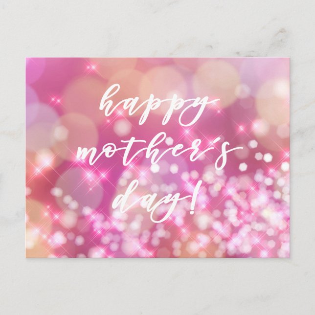 Happy Mother's Day! Glam Pink Sparkles Postcard (Front)