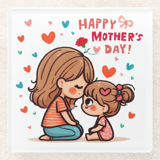 Happy Mother's Day Glass Coaster (Front)
