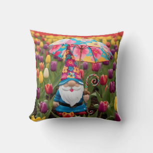 Happy Mother's Day: Gnome in Tulip Field Cushion