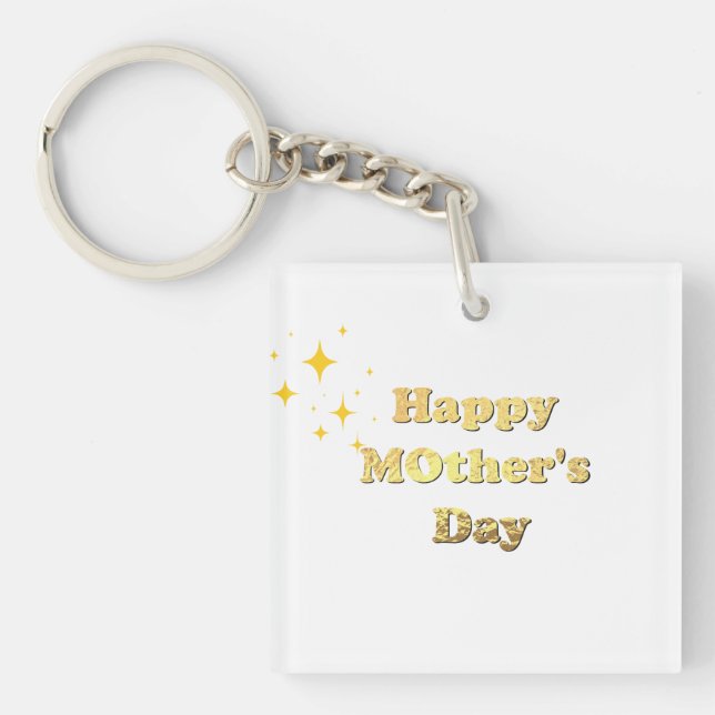 Happy mothers day. Gold simple script calligraphy  Key Ring (Front)