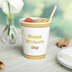 Happy mothers day. Gold simple script calligraphy  Paper Cups