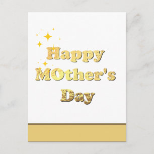 Happy mothers day. Gold simple script calligraphy Postcard
