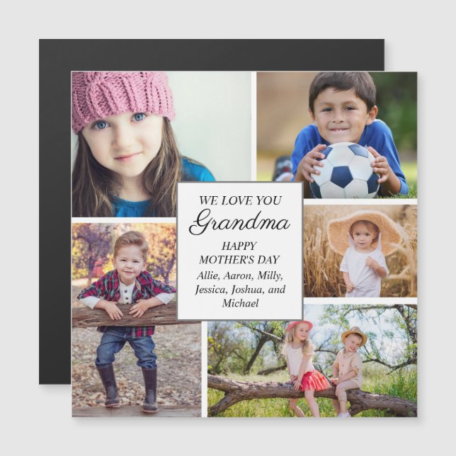 Happy Mother's Day Grandma 5 Child Family Photo (Front/Back)