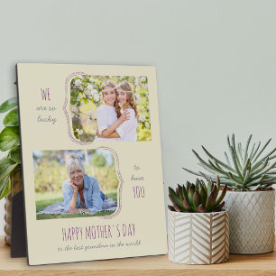 Happy Mothers Day Grandma Curly Bracket 2 Photo Plaque