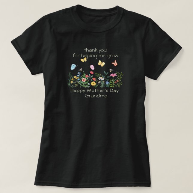 Happy Mother's Day Grandma Watercolor Floral T-Shirt (Design Front)