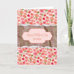 Happy Mothers Day Grandma Watercolor Roses Holiday Card