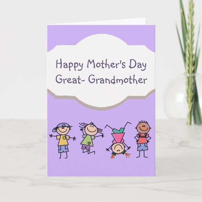Happy Mother's Day Great-Grandmother Fun Kids Card (Front)