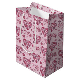 Happy Mother's Day Heart Bouquet Pattern Medium Gift Bag