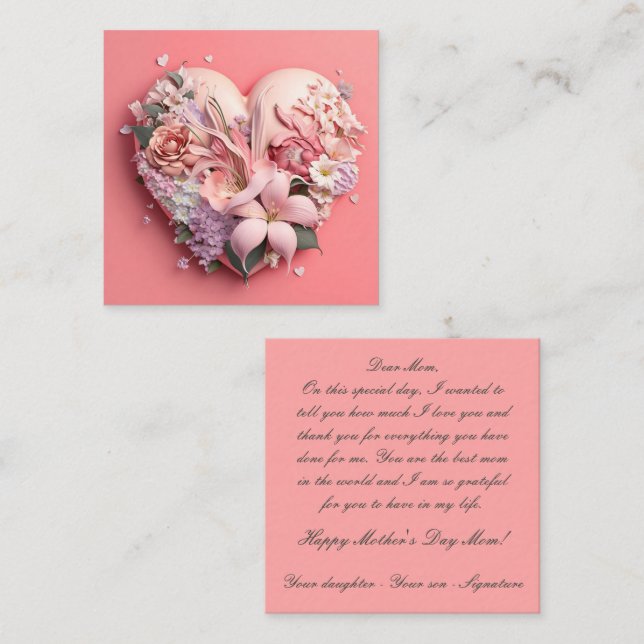 Happy Mother's day Heart-Shaped Floral Arrangement Card (Front/Back)