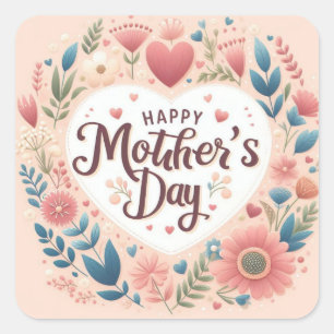 Happy Mother's Day Heart Square Sticker