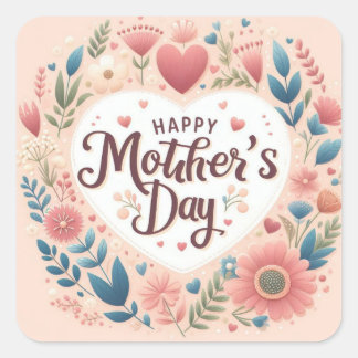 Happy Mother's Day Heart Square Sticker