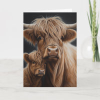 Happy Mother's Day Highland Cow and Calf