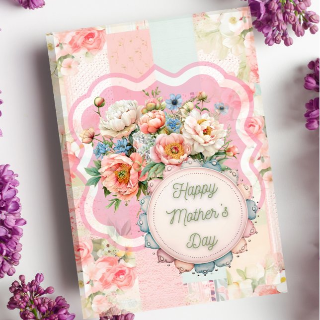 Happy Mother's Day Holiday Card (Modern, cute, shabby chic.)