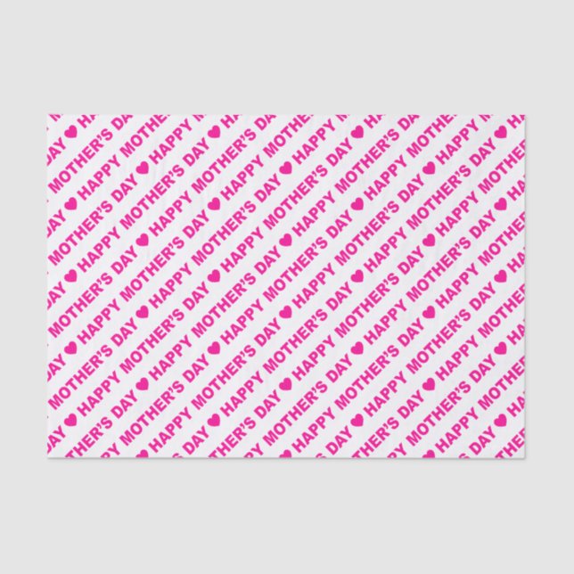 Happy Mother's Day Hot Pink on White Tissue Paper (Front)