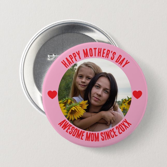 Happy mother's day I love you mum 7.5 Cm Round Badge (Front & Back)