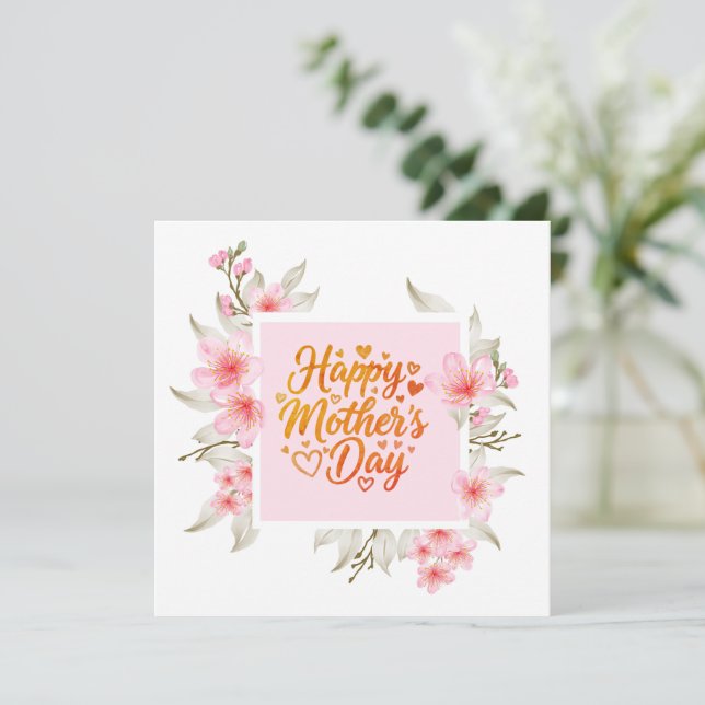Happy Mother's Day I Pink Cherry Blossom Floral Card (Standing Front)