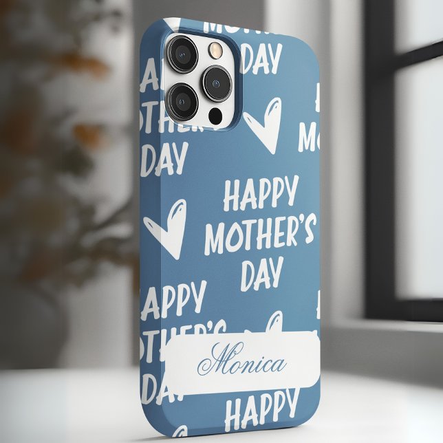 Happy Mother's Day in blue background custom name Case-Mate iPhone Case (Happy Mother's Day in blue background custom name Case-Mate iPhone Case)