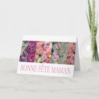 Happy Mother's Day in French, mixed pastel roses
