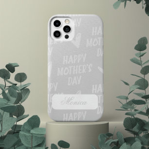 Happy Mother's Day in grey background custom name Case-Mate iPhone Case