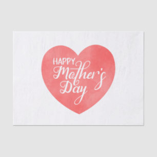 Happy mother's day in pink heart, watercolor heart tissue paper