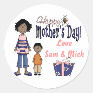 Happy Mothers Day - Kids & Present Classic Round Sticker
